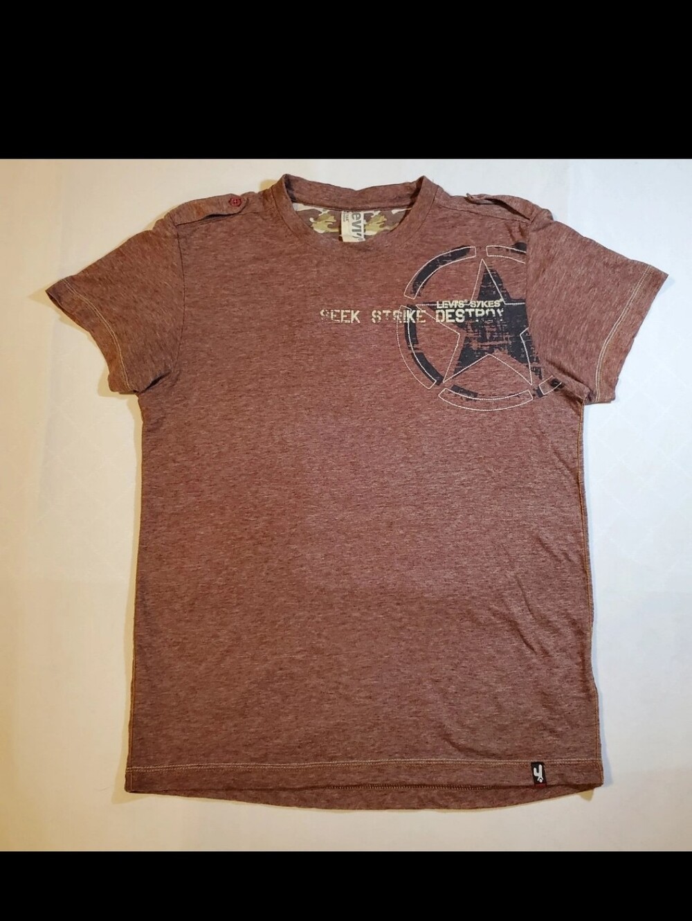 Levis Sykes Red Tab T-Shirt Mens Large Military Army Style Seek Strike Destroy